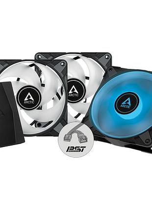 Кулер до корпусу arctic p12 pwm pst rgb, чорний, 3 шт., з контролером