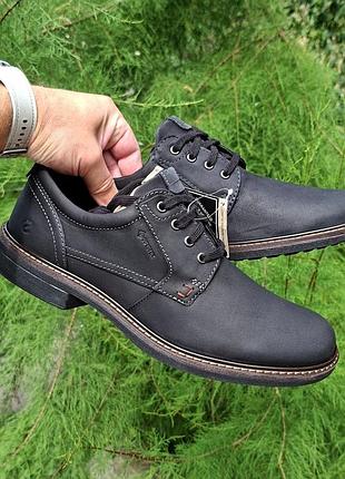 Чоловічі чорні нубукові туфлі ecco turn gore-tex, 43р. на стопу 27.5 см