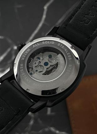 Чоловічий механічний годинник benyar by-5121 black з автопідзаводом та шкіряним ремінцем 8