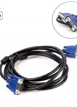 Кабель для монитора vga-vga male/male 3м (2 феррита) вга шнур удлинитель для ноутбука, проектора