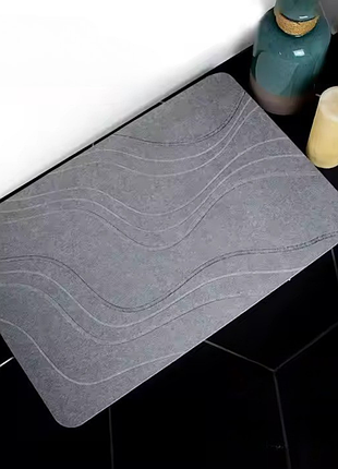 Коврик из диатомита для душа и ванной комнаты,кухни, прихожей, каменный,универсальный тёмно-серый цвет