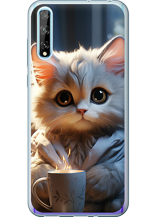 Чохол на huawei p smart s білий кіт "5646u-1813-851"