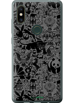 Чехол на xiaomi mi mix 2s чёрно-серый стикер бомбинг "2432u-1438-8094", чехол для телефона