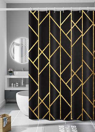 Шторка для ванни з поліестеру водонепроникна bathlux 180x180 см з кільцями, фіранка для ванної кімнати