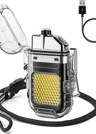 Електроімпульсна запальничка arc lighter 209 дугова usb запальничка з ліхтариком чорна