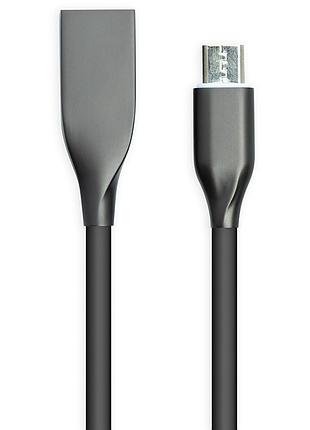 Кабель powerplant usb - microusb, 2м, силікон, чорний