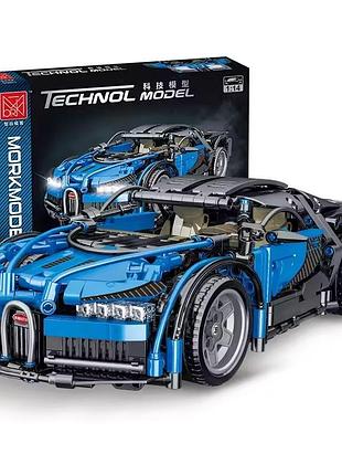 Конструктор детский спортивная машина автомобиль bugatti на 1225 деталей, синий