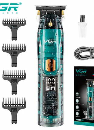 Машинка для стрижки волос триммер для бороды vgr v-961 led дисплей + 4 насадки