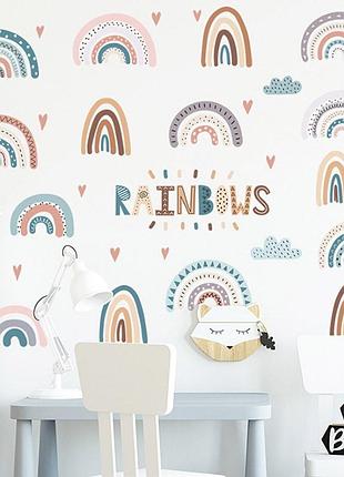 Набор наклеек "rainbows" виниловые для детской комнаты на стену для мальчиков и девочек 30х80 см