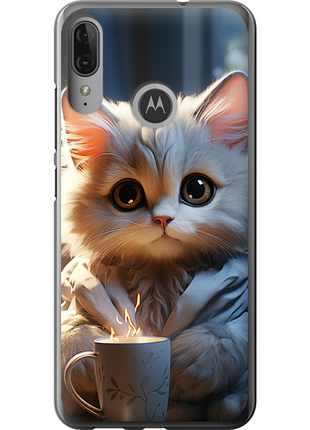 Чохол на motorola moto e6 plus білий кіт "5646u-1780-851"