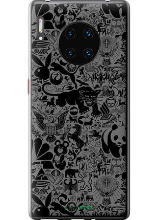 Чехол на huawei mate 30 pro чёрно-серый стикер бомбинг "2432u-1796-8094", чехол для телефона