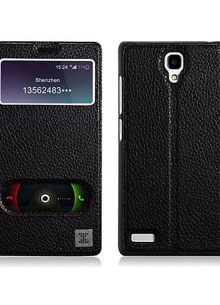 Чехол xoomz для xiaomi redmi note litchi pattern leather black (side-open) (xxn001)