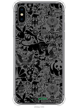 Чехол на iphone xs чёрно-серый стикер бомбинг "2432sp-1583-8094"