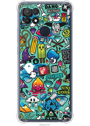 Чехол на oppo a15 стикер бомбинг 1 "693sp-2119-8094", чехол для телефона