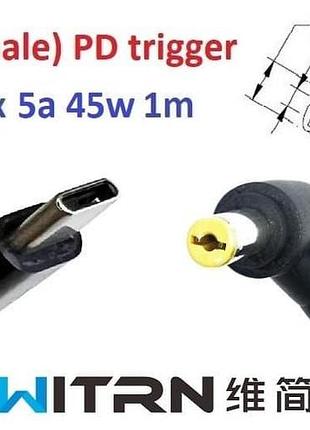 Переходник для роутера 9v (3a, 27w) 5.5x1.7mm 1m з usb type-c (male) power delivery pd (witrn) тригер (a