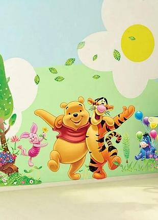 Наклейка виниловая мультяшные животные "winnie the pooh", для детской комнаты виниловые обои 60х90 см