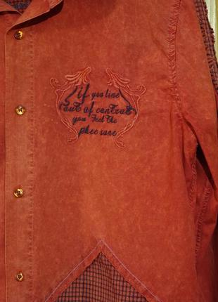 Яркая комбинированная винтажная рубашка - варенка desibel турция xl р.3 фото