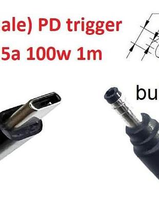Кабель-переходник триггер pd 18-20v type-c (max 5a, 100w) на 4.0x1.7mm (bullet) 1m з usb type-c (male) power