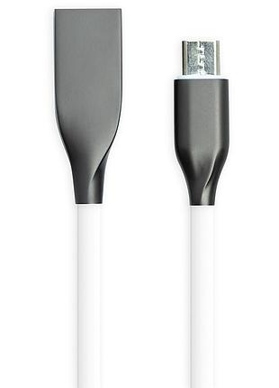 Кабель powerplant usb - microusb, 1м, силикон, белый