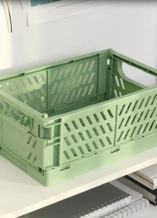 Контейнер для хранения мелочей, 25.5×15×9.7см, пластиковая корзина с ручками, зеленый