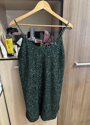Сукня вечірня коктейльна зелена в паєтках one size
