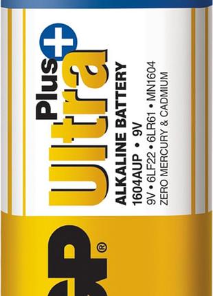 Батарейка gp ultra plus alkaline 6lf22 9v 1шт. (1604aup-s1)