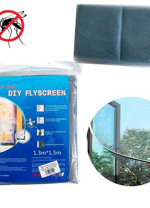 Москитная сетка на окна серая 1.5х1.3 м, tie ke mai diy flyscreen антимоскитная сетка на липучке