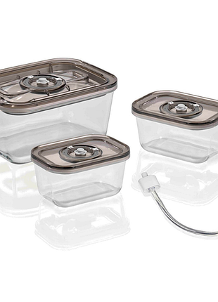 Набор стеклянных вакуумных контейнеров caso vacuboxx eco-set 3 шт + шланг с адаптером (1177)