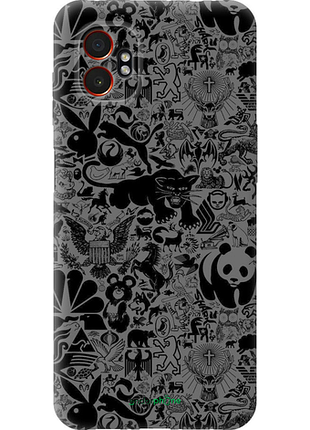 Чехол на samsung xcover7 pro чёрно-серый стикер бомбинг "2432u-4092-8094"