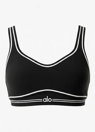 Жіночий спортивний топ alo yoga airbrush heart throb bra чорний розмір l