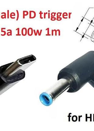 Кабель-переходник триггер pd 18-20v type-c (max 5a, 100w) на 4.5x3.0(2.7)mm (+pin) 1m з usb type-c (male)