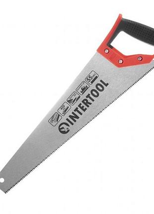 Ножовка по древесине с каленым зубом 450 мм, 55 hrc intertool ht-3102