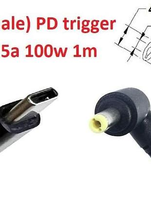 Кабель-переходник триггер pd 18-20v type-c (max 5a, 100w) на 4.0x1.7mm 1m з usb type-c (male) power delivery