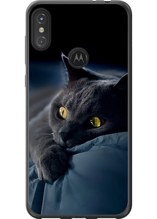 Чехол на motorola one power дымчатый кот "825u-1588-851"