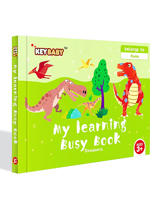 Дитяча розвиваюча книга busy book монтессори,тактильная книга с липучками keybaby для детей, бизибук, dinosaur