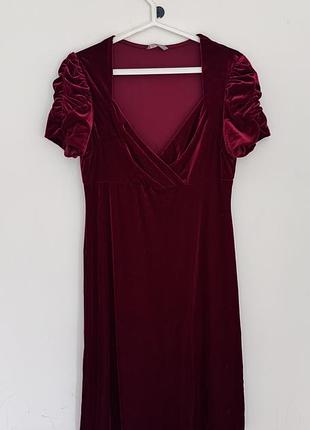Бордова оксамитова сукня marks & spencer m&s uk 14