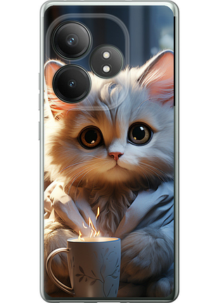 Чехол на realme gt 6t белый кот "5646u-3750-851"