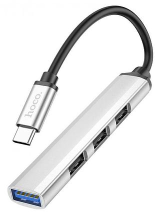 Usb-hub хаб адаптер переходник 4-в-1 hoco hb26 серый