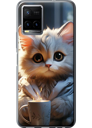 Чохол на vivo y33s білий кіт "5646u-2643-851"