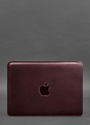 Кожаный чехол для macbook 14 дюймов бордовый crazy horse