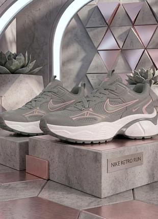 Nike v2k run темно серые с розовым 2