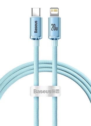 Кабель baseus crystal shine type-c to lightning 20w 1.2m блакитний (cajy001303)