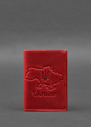 Кожаная обложка для паспорта с картой украины коралл crazy horse