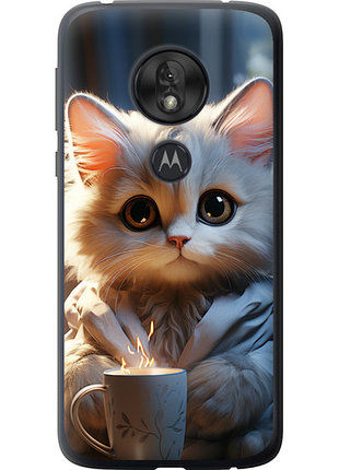 Чохол на motorola moto g7 play білий кіт "5646u-1656-851"