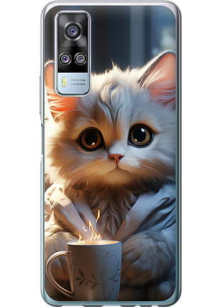 Чохол на vivo y51 2020 білий кіт "5646u-2241-851"