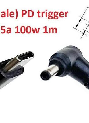 Кабель-переходник триггер pd 18-20v type-c (max 5a, 100w) на 3.5x1.35mm 1m з usb type-c (male) power delivery