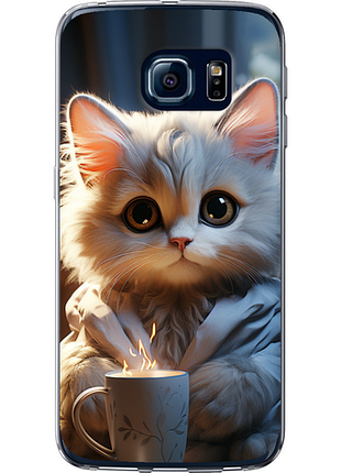 Чохол на samsung galaxy s6 edge g925f білий кіт "5646u-83-851"