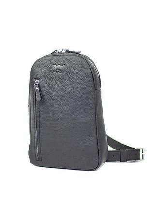 Чоловіча шкіряна сумка chest bag чорна флотар