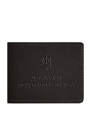 Шкіряна обкладинка на посвідчення державної податкової служби темно-коричнева
