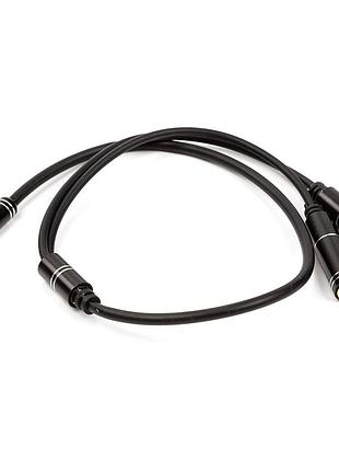Аудіо кабель powerplant 3.5 мм (m) - 2x3.5 мм (f), 4 pin, 0.2 м